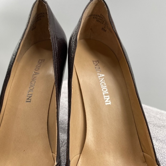 ENZO Angiolini Shoes Women's 6 M Peep Toe Heels Dark Burgundy Patented Leather - Picture 7 of 14